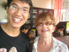 Jenny with one of the university students, Dang van Vinh. He is from Vietnam and may be setting up a school there.